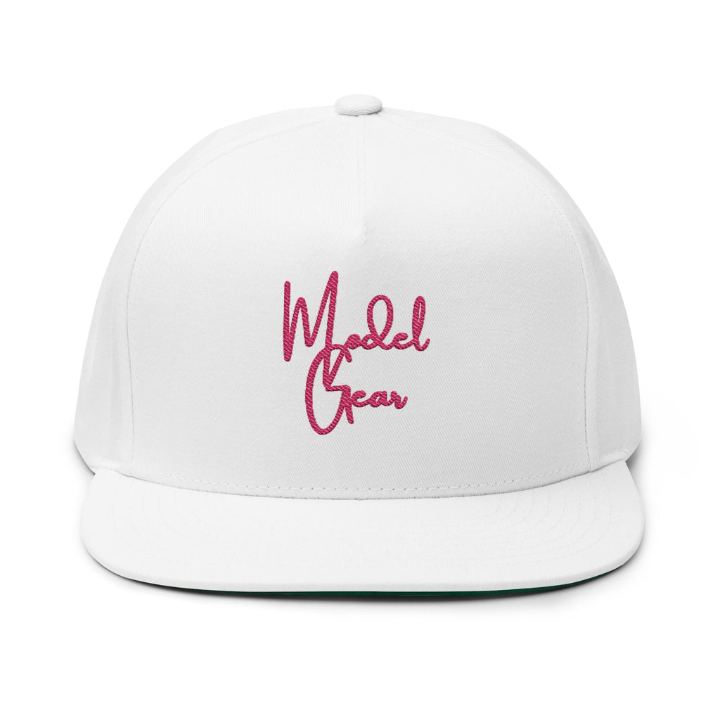 Model Gear Embroidered — Pink Script Snapback
