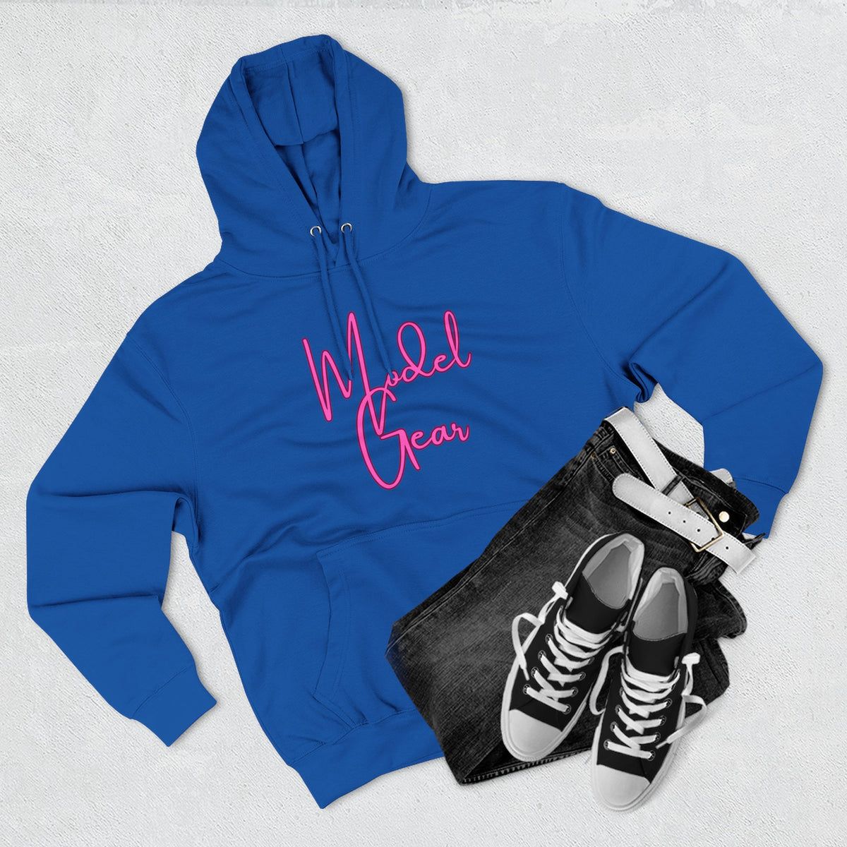 Model Gear Hoodie — Pink Script Logo
