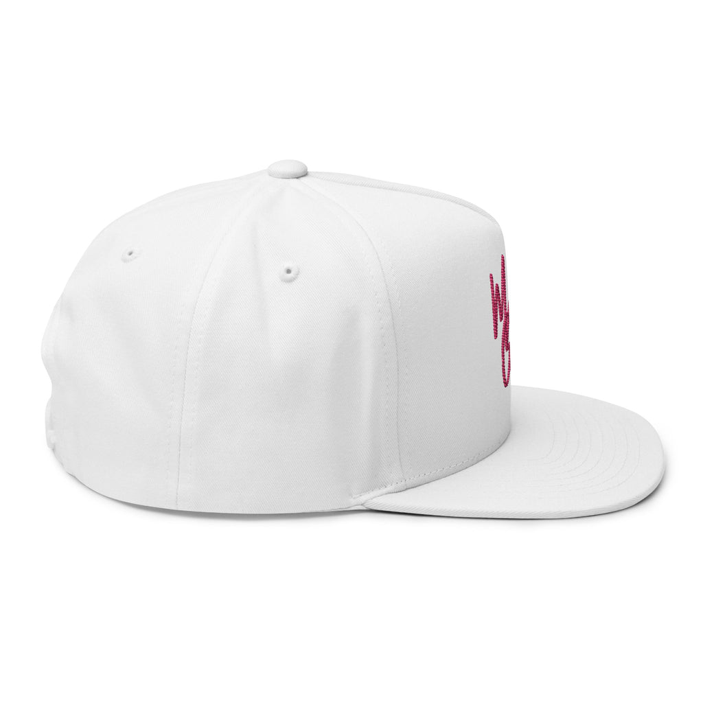 Model Gear Embroidered — Pink Script Snapback