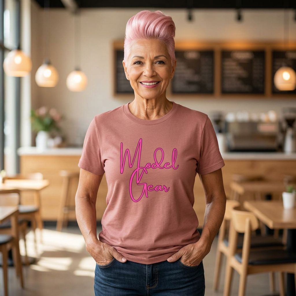 Model Gear T-Shirt — Pink Script Graphic Tee