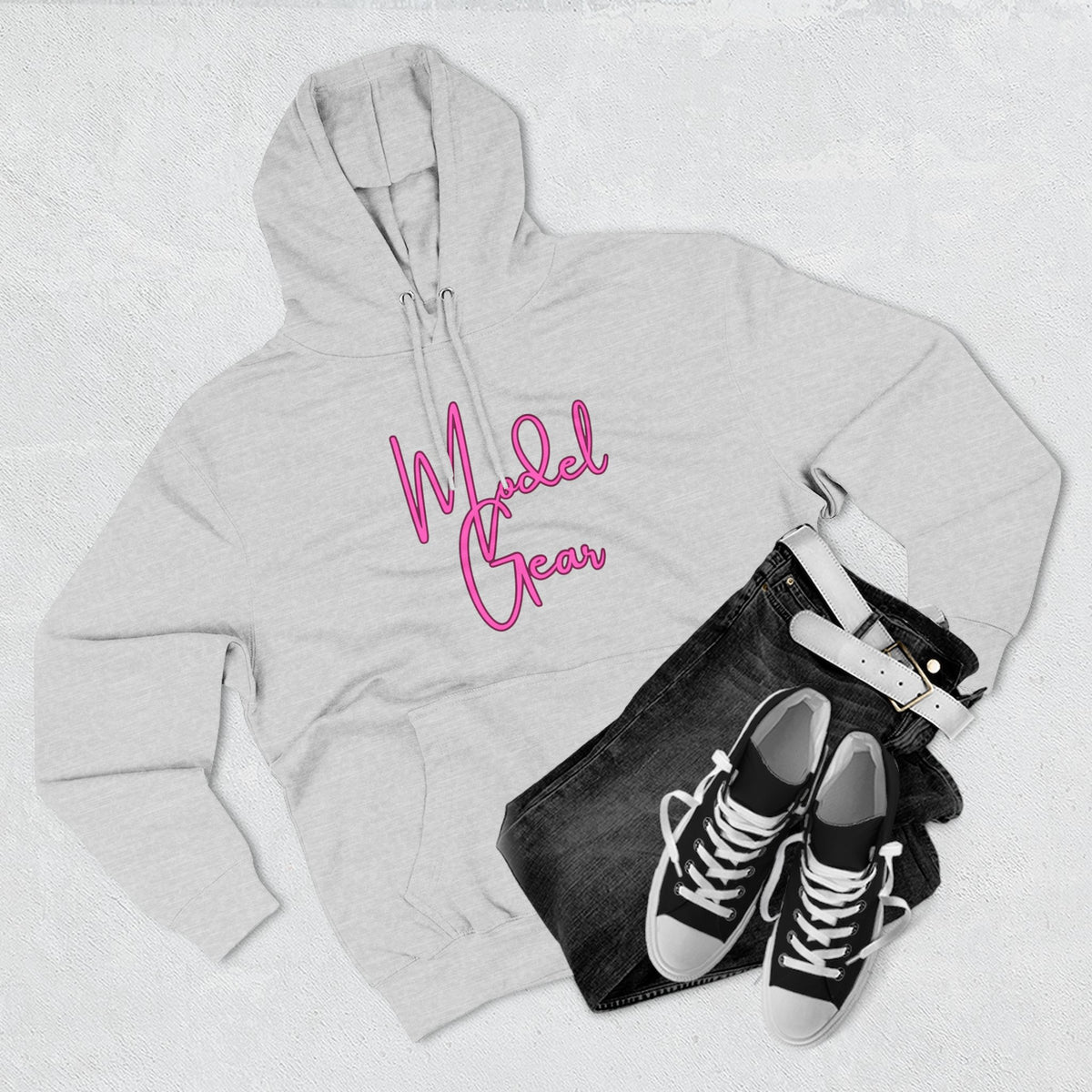 Model Gear Hoodie — Pink Script Logo