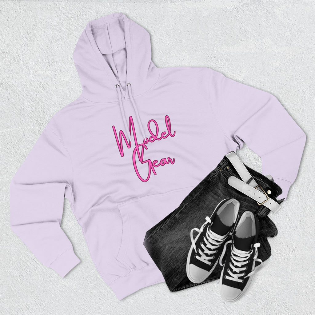 Model Gear Hoodie — Pink Script Logo