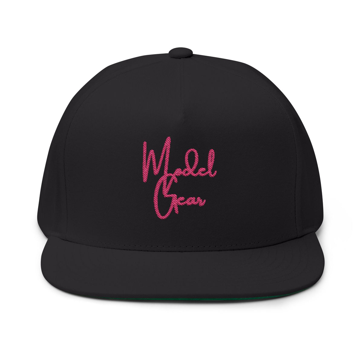Model Gear Embroidered — Pink Script Snapback