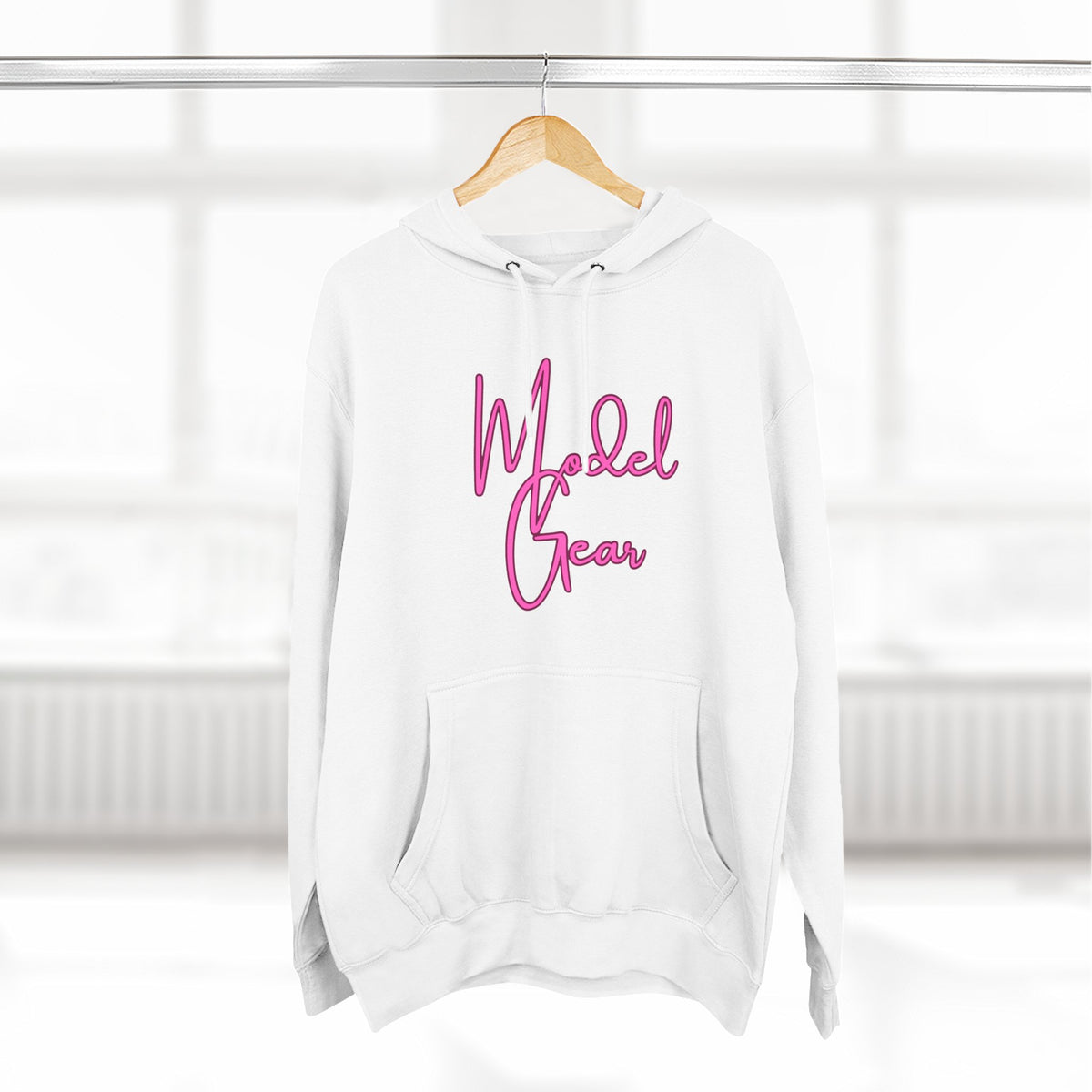 Model Gear Hoodie — Pink Script Logo